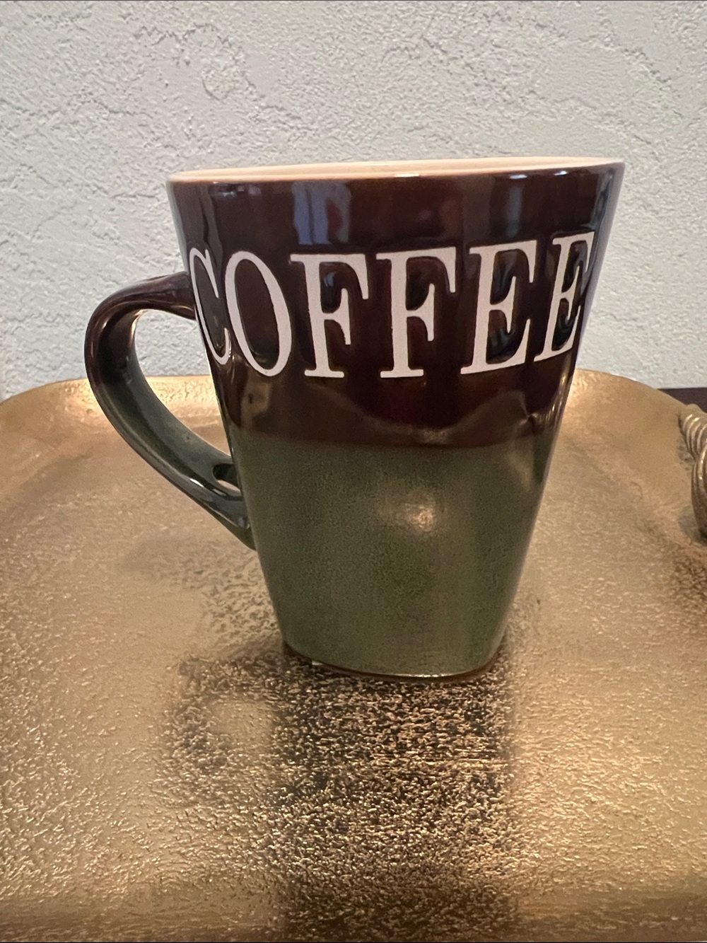 #2008* 4 inch Dark Green COFFEE Ceramic Mug in Brown